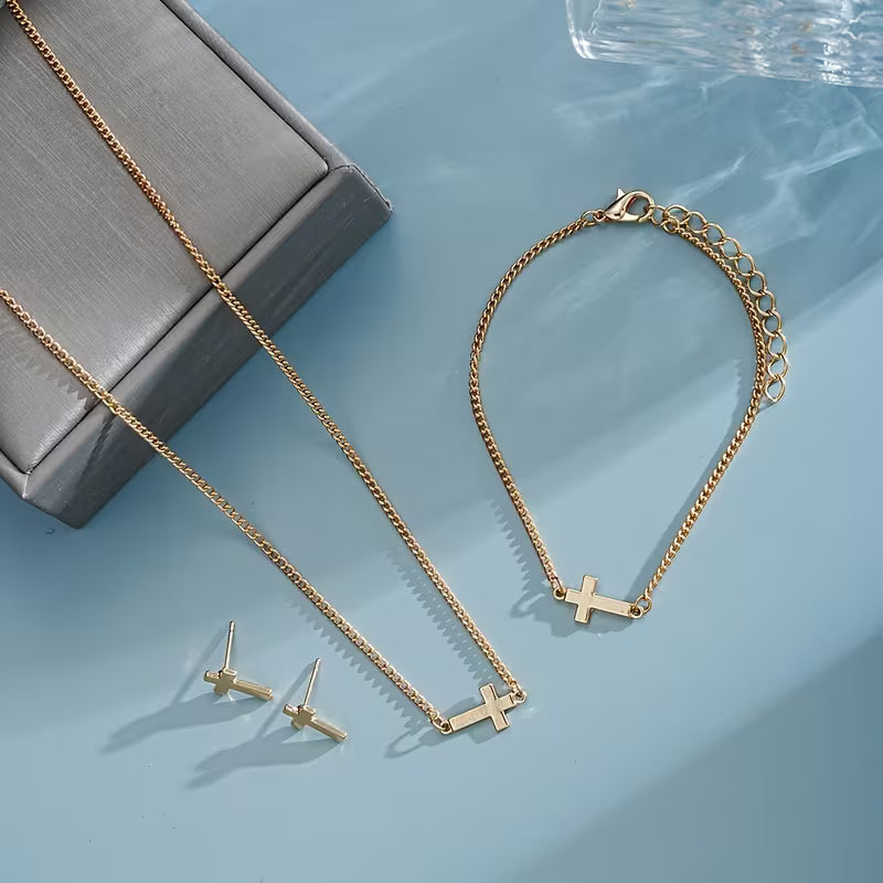 Blessed & Bold 4PC Gold and Silver Cross Bundle Set