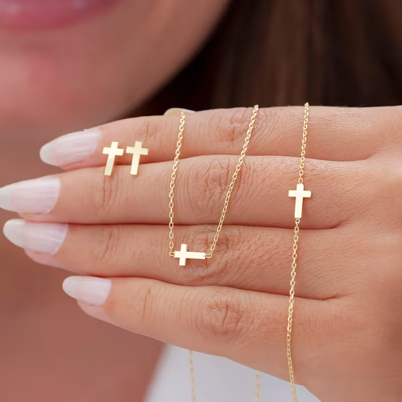 Blessed & Bold 4PC Gold and Silver Cross Bundle Set